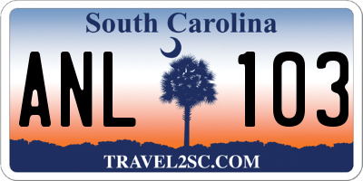 SC license plate ANL103