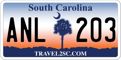 SC license plate ANL203