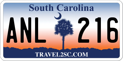 SC license plate ANL216