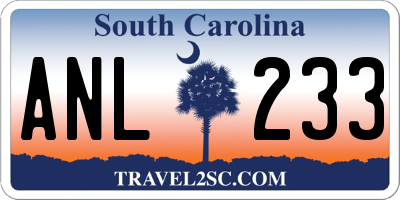 SC license plate ANL233