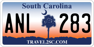 SC license plate ANL283