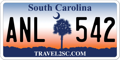 SC license plate ANL542