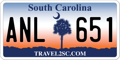 SC license plate ANL651