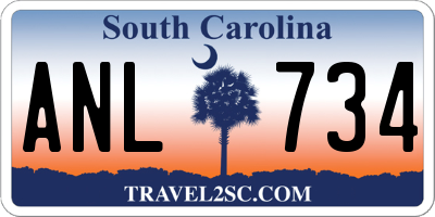 SC license plate ANL734