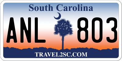 SC license plate ANL803