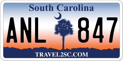 SC license plate ANL847