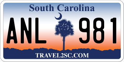 SC license plate ANL981