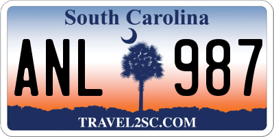 SC license plate ANL987