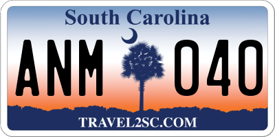 SC license plate ANM040