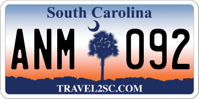 SC license plate ANM092