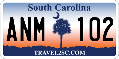 SC license plate ANM102