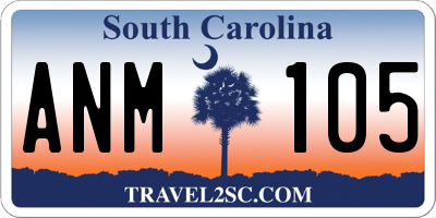 SC license plate ANM105