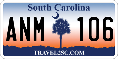 SC license plate ANM106