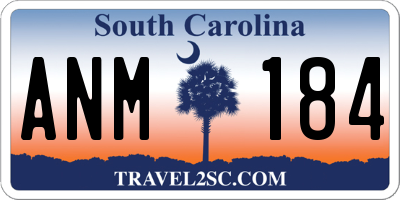 SC license plate ANM184