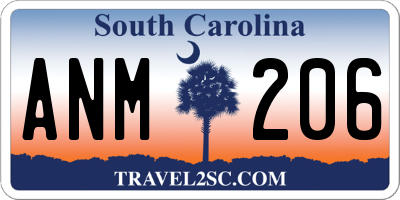 SC license plate ANM206