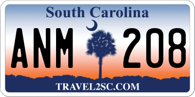 SC license plate ANM208