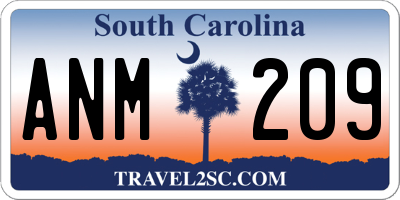 SC license plate ANM209