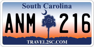SC license plate ANM216