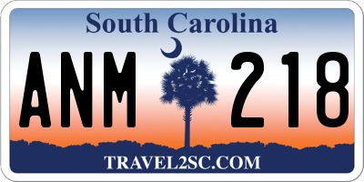 SC license plate ANM218