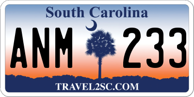 SC license plate ANM233