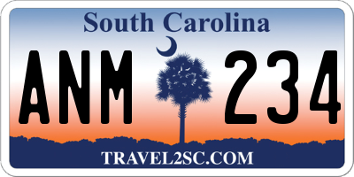 SC license plate ANM234
