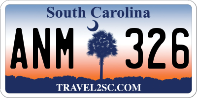 SC license plate ANM326