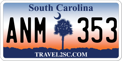 SC license plate ANM353