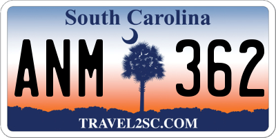 SC license plate ANM362