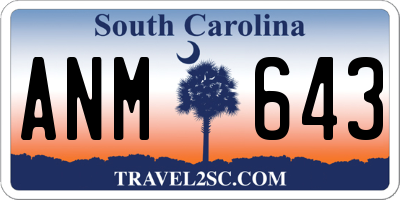 SC license plate ANM643
