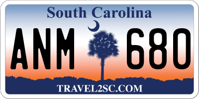SC license plate ANM680