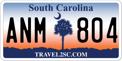 SC license plate ANM804