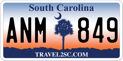 SC license plate ANM849
