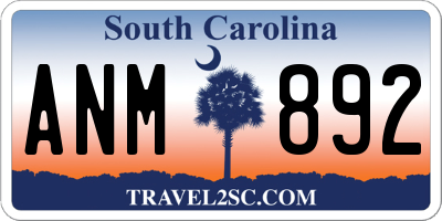 SC license plate ANM892