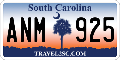SC license plate ANM925
