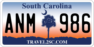 SC license plate ANM986