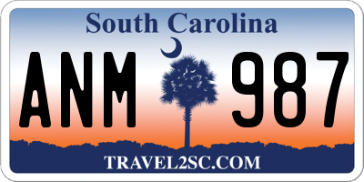 SC license plate ANM987