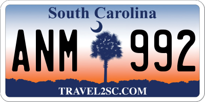 SC license plate ANM992