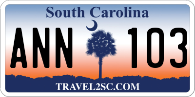 SC license plate ANN103