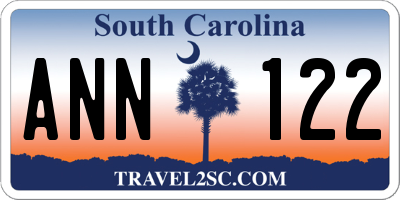 SC license plate ANN122