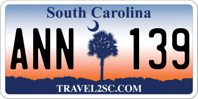 SC license plate ANN139