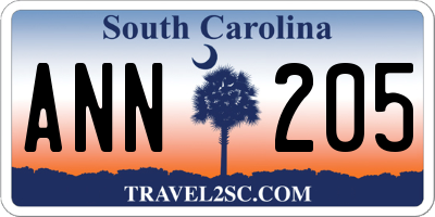 SC license plate ANN205
