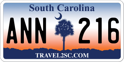 SC license plate ANN216