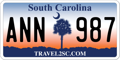 SC license plate ANN987