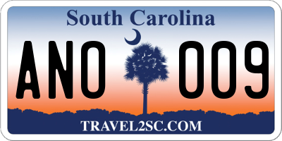 SC license plate ANO009