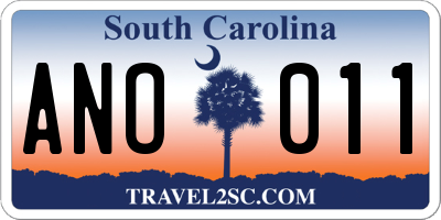 SC license plate ANO011