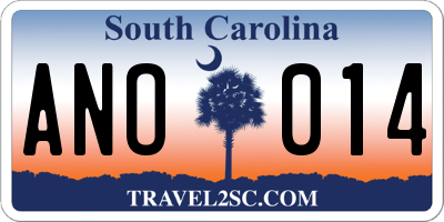 SC license plate ANO014