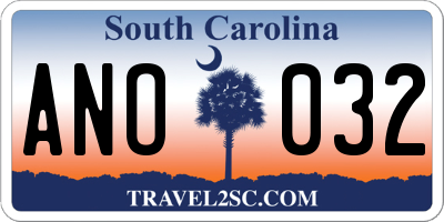 SC license plate ANO032