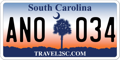 SC license plate ANO034