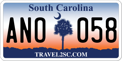 SC license plate ANO058