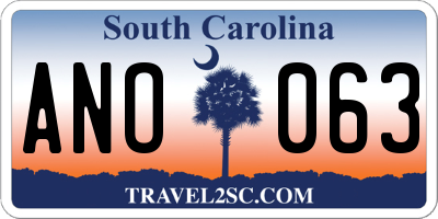 SC license plate ANO063
